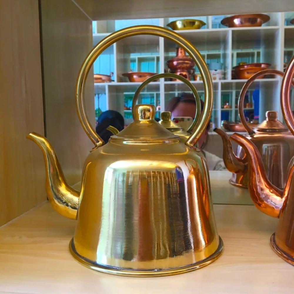1,5L Kanvica z čistej medi Zahustená Červená Meď Mosadz Varná Kanvica Proti Obareniu Hrniec na Mlieko a Čaj Vintage Medená Čajová Súprava pre Domácnosť