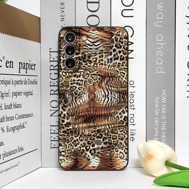 Vintage Art Palm Leaf Zebra Leopard Print Phone Case for Samsung Galaxy S26 S25 S24+ S23 Ultra S22 Plus S21 FE S20 5G Soft Cover