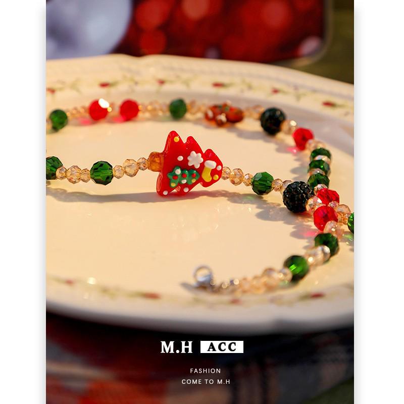 Women's Christmas Murano Glass Beaded Necklace: Fresh, Sweet Holiday Style Pendant – Exquisite Gift