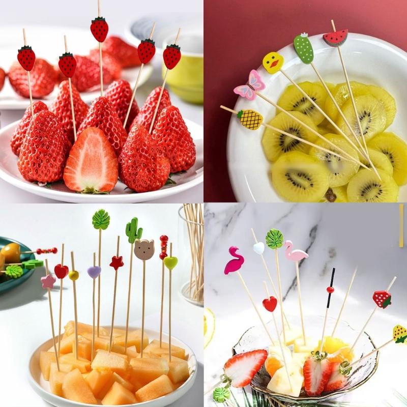 Pack Of 100 User Friendly Bamboos Skewers Camping Utensils For Cocktails Fruit Decorations Wedding Parties Supplies