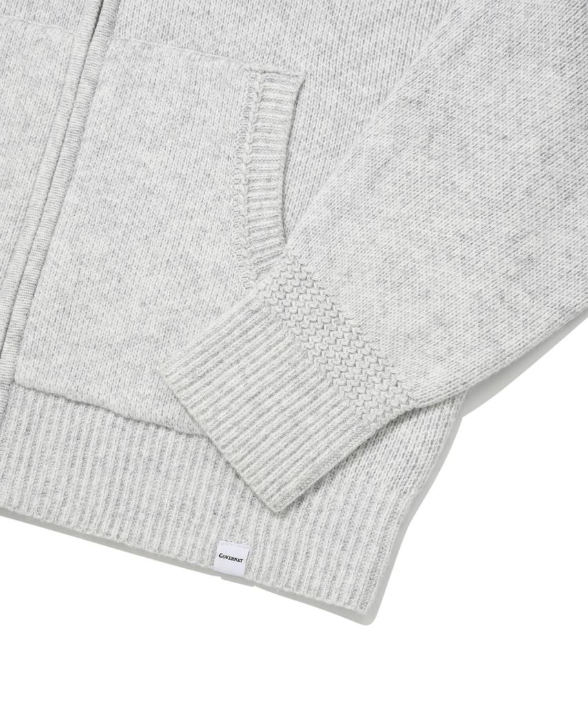 COVERNAT C Logo Lambswool Zip-Up Hoodie Knit Gray