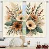 2PCS Floral Curtains, Brown Flower Green Leaf, Digital Print, Bedroom Living Room, Office, Bathroom, Holiday Decoration
