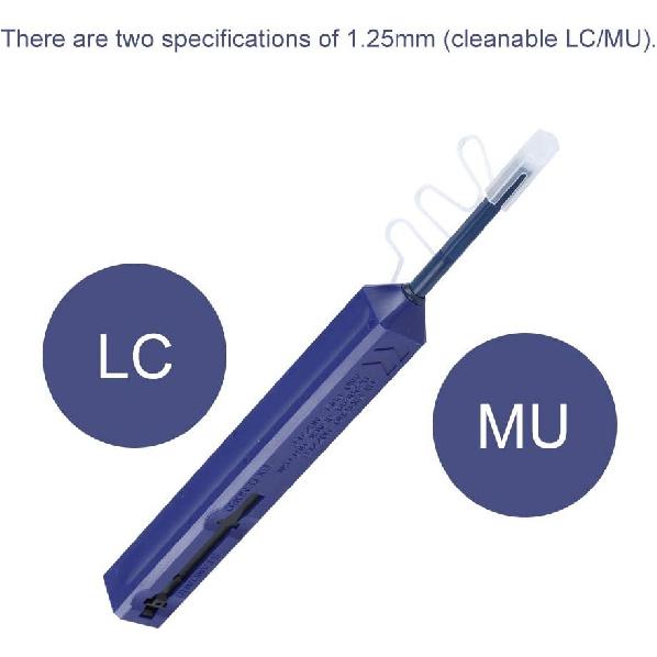 Mugast 1.25MM Cleaner, Fiber Optic Cleaning Pen for LC/MU Connectors, 95% Cleanliness, Blue