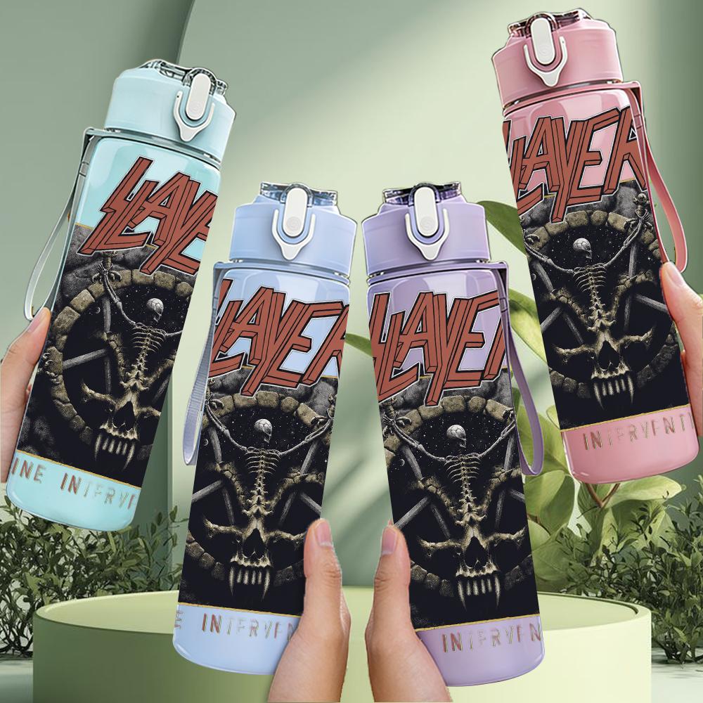 1PC Dark Horror Skull Gothic Retro Print 750ml Portable Sports Water Bottle Leakproof Gym Outdoor Travel Drink Cup
