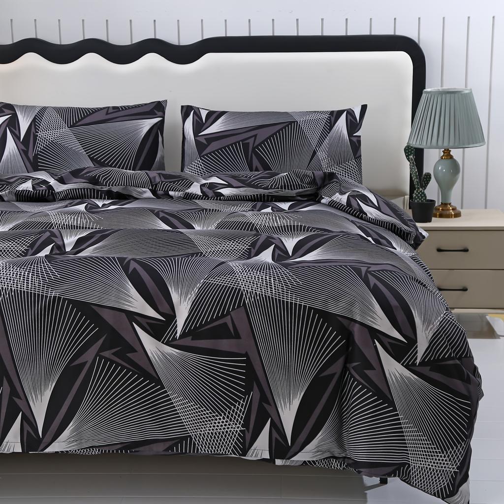 Geometriskt Abstrakt Sängkläder Set Modern Minimalistisk 3D-printad Påslakan Set Mjuk Enkel Dubbel Storlek Säng För Födelsedagspresent Hem