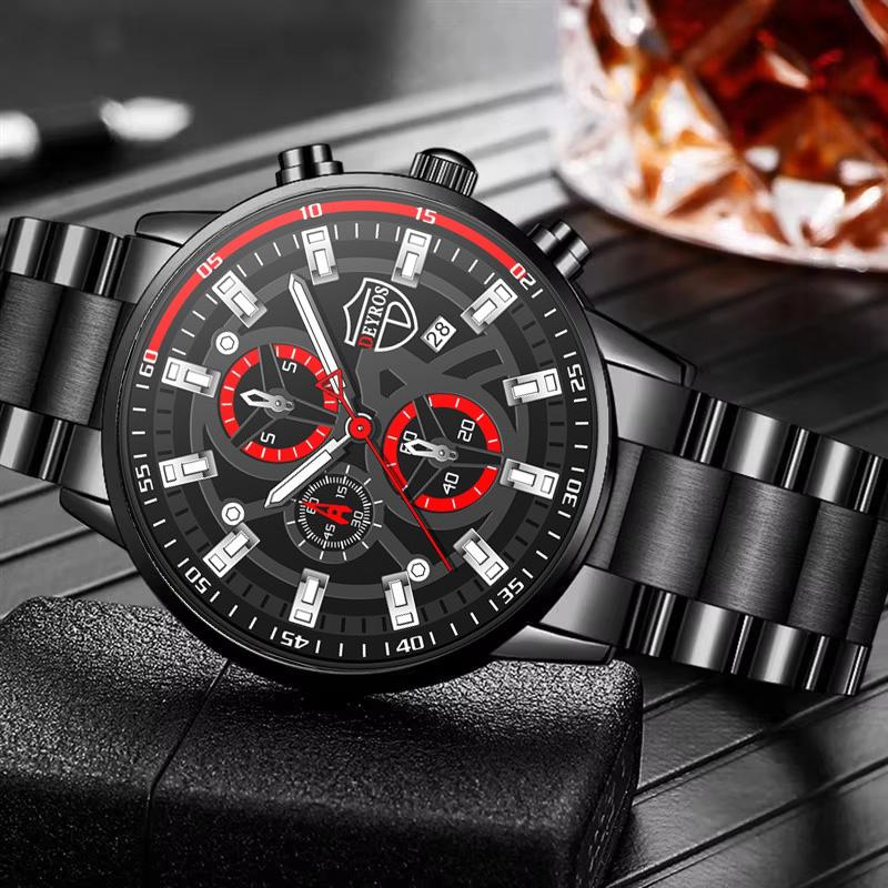 Men's Watch Men's Black Sports Quartz Watch Men's Business Casual Watch Gift for Father