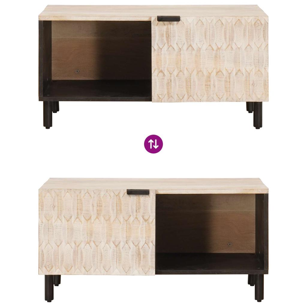 White Coffee Table 80 x 50 x 40 cm Solid Mango Wood