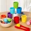 Fun Wood Color Sorting Cups and Balls Toy to Develop Children Hand Eye Coordination and Logical Thinking Ability