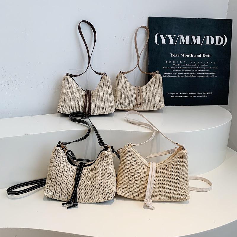 Straw bag woven new vacation backpack fashionable versatile single shoulder large capacity beach underarm oblique span bag