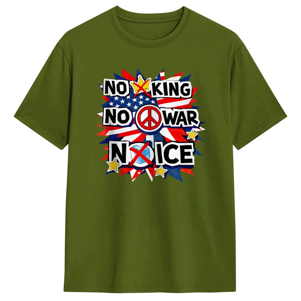 Nessun Re Nessuna Guerra Nessun ICE Poster Patriottico Maglietta per Uomo Crazy Cotton Maglietta Girocollo Manica Corta Magliette Abbigliamento Originale