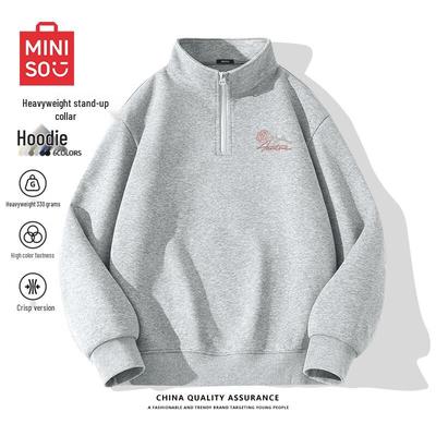 MINISO Men's Heavyweight Half-Zip Stand Collar Sweatshirt