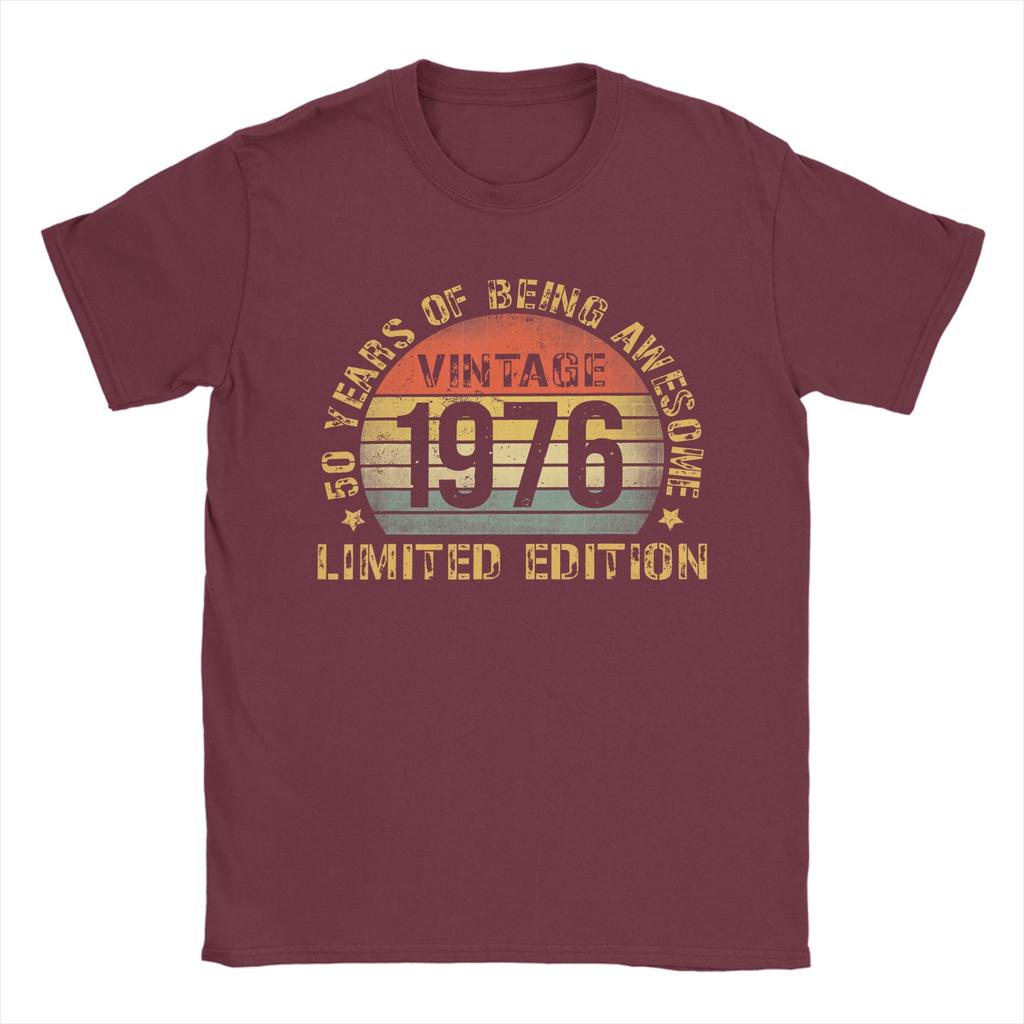 50 Birthday Decorations Unisex 50yr 1976 50th Birthday T-Shirt Summer  Hip Hop T Shirts Unisex's Clothes Short Sleeve Awesome Tops