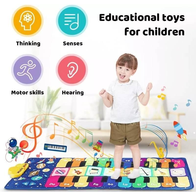 Tapete Vibrante de Piano Dupla Face para Bebês Para Educação Infantil Desenvolvimento Sensorial