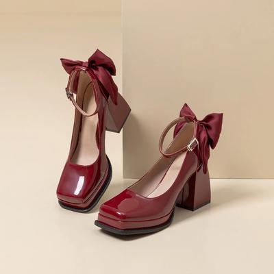Hochhackige Schuhe Damen 2025 Frühling/Herbst Neu Eckige Zehenpartie Mary Jane Schuhe Prinzessin Barbie Schuh Hohe Absätze Damen Hochzeitsschuhe