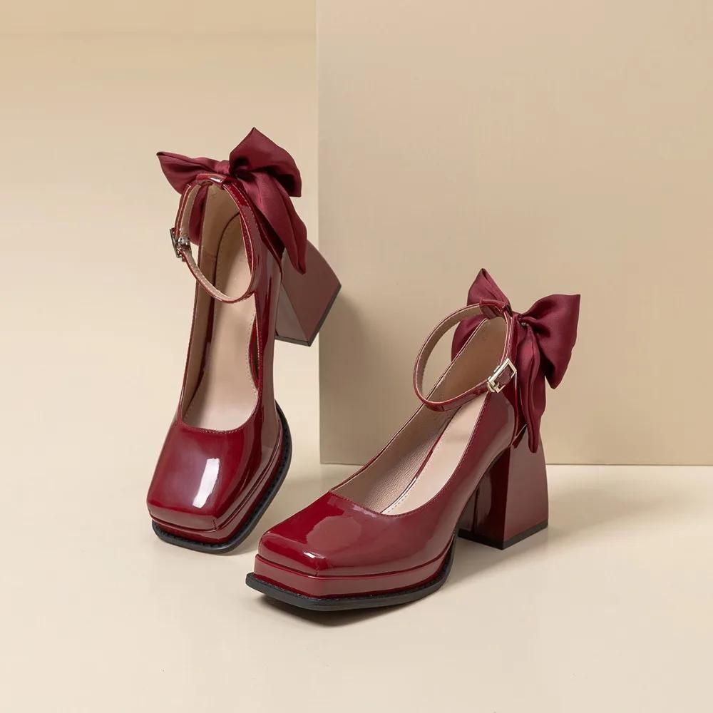 High Heeled Shoes Women 2025 Spring/autumn New Square Toe Mary Jane Shoes Princess Barbie Shoe High Heels Women's Wedding Shoes