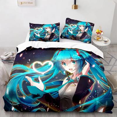 3D H-Hatsune M-Miku Bettwäscheset Einzel-/Doppel-/Voll-/Queen-/King-Size Bettbezugset Aldult Kinder Schlafzimmerdeko Japans Musik