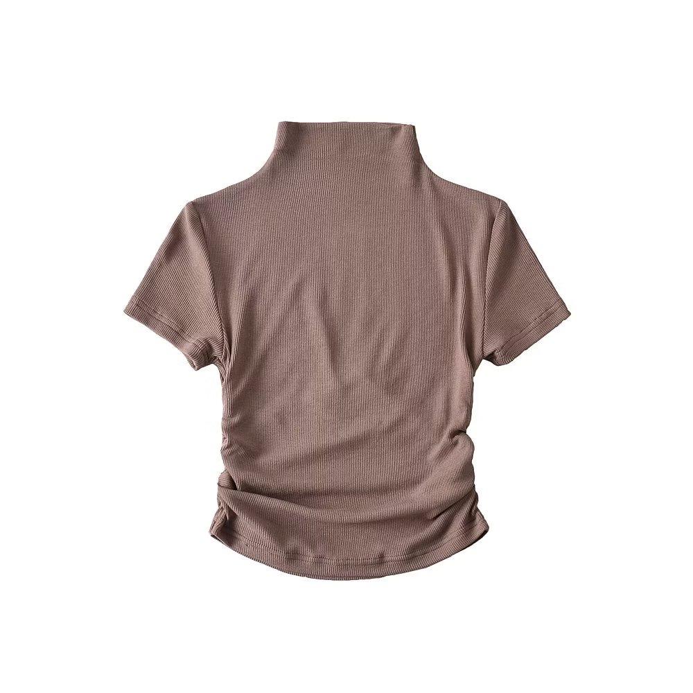 Trendy Ruched Short Sleeve Bodycon Top for Women