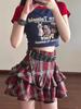 Punk Gothic Red Plaid Mini Skirt Women Vintage Y2k E-girl Emo High Waist Cake Skirt Harajuku Street Fairycore Grunge Clubwear