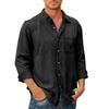 Men's Long Sleeves Pocket Single- Buckle Flip Collar Shirt