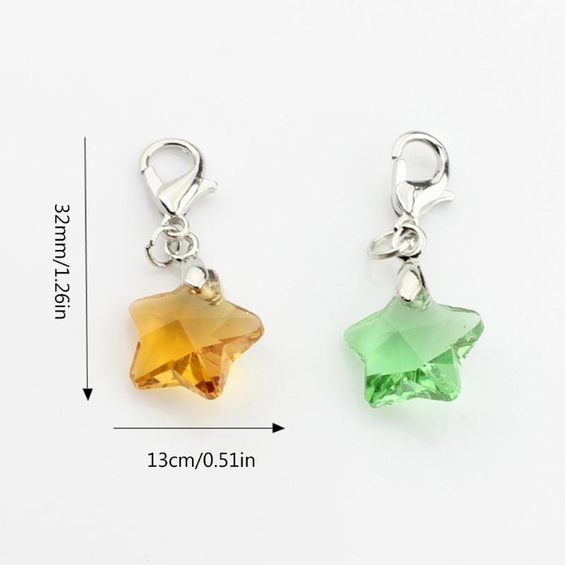 Five-Pointed Star Crystal Beads Tassels Charm Lobster Clasp Pendant for DIY Keychain Necklace Jewelry Making Tool