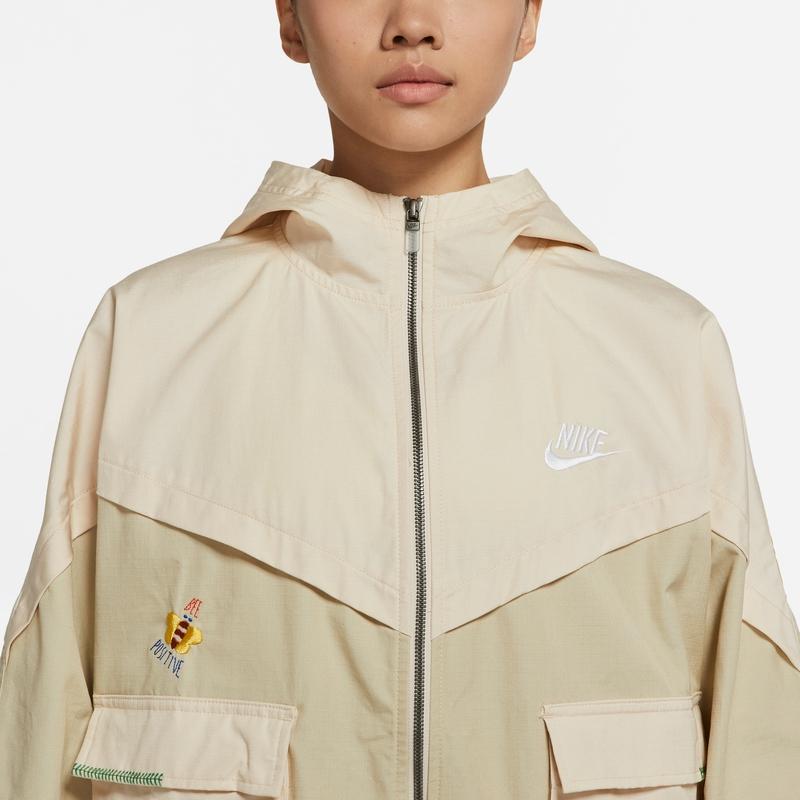 Nike Kolorowa tkana kurtka z kapturem Damskie kurtki Off-White DM7909-228