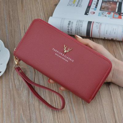 Stilvolle Damen Langbörse - Großes Fassungsvermögen Reißverschluss-Clutch, Litschi-Muster, Münzfach & Handyhalter