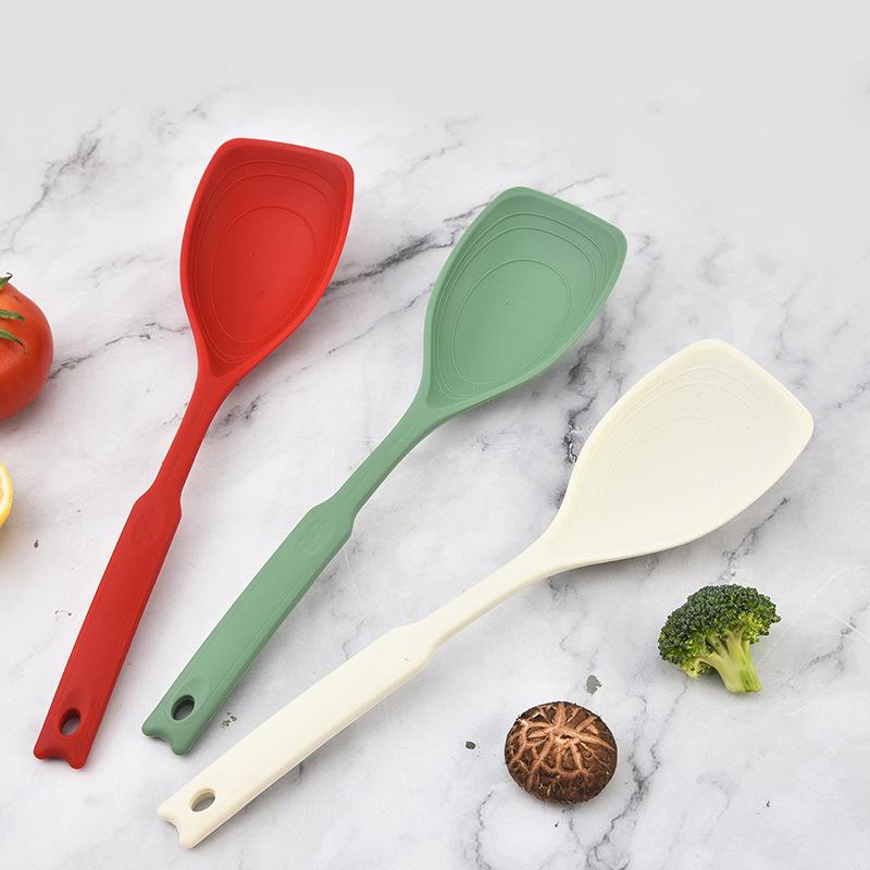 Silicone Spoon Multi-Use Hold Comfortable Non-Slip Round Handle Large Cooking Utensils Mixing Spoon Silicone Tableware Scoop