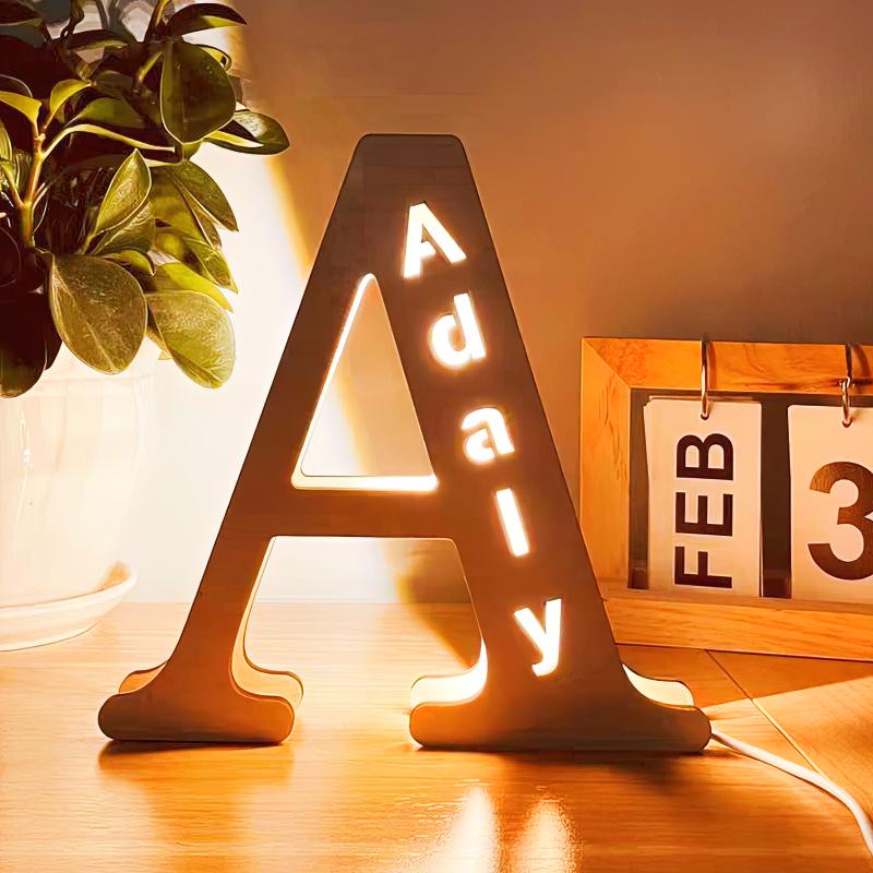

LED Double-Layer Wooden Letter Light for Living Room Decor USB Letter Lamp 190MM