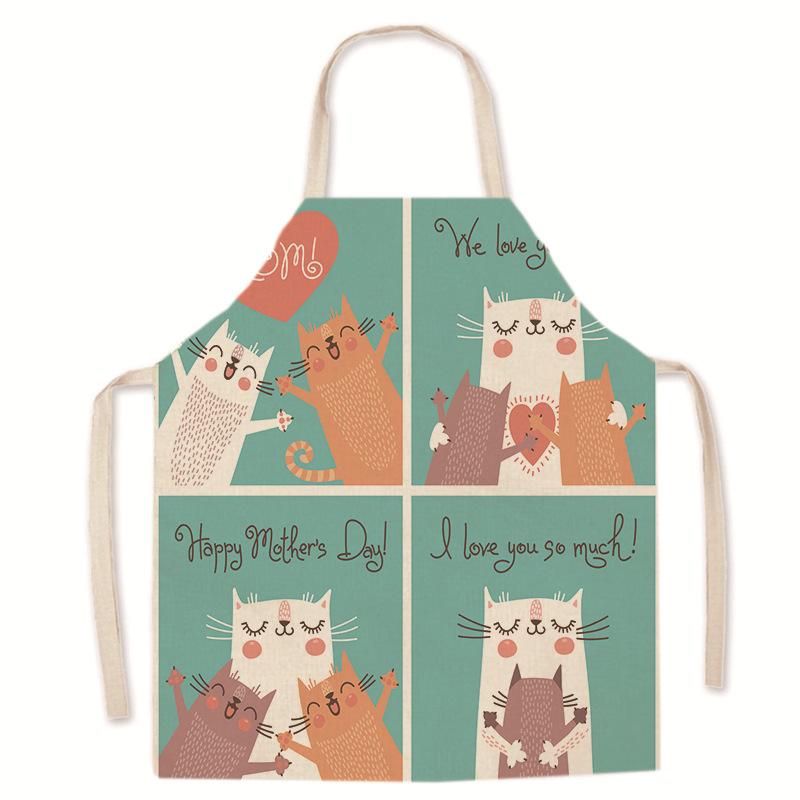 Koch-/Backschürze, Leinenschürze mit Cartoon-Katze, Sling-Design, Küchenbedarf, schmutzabweisende, wasserdichte Reinigungsschürze, Unisex-Schürze