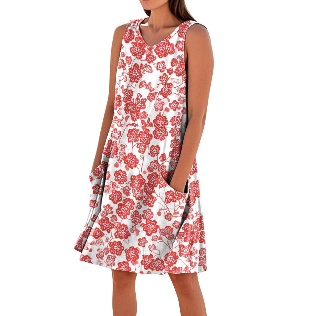 Summer Dresses for Women 2026 Casual Floral Dress Sleeveless Midi Dresses for Women Graduation Dress Suitable for Women