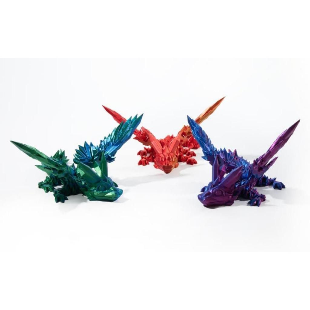 1pc 3D Printed Dragon with Wings,Articulated Crystal Wing Dragon, Flexible CrystalWing Dragon,Dragon Fidget Toy Gift for Dragon Lovers