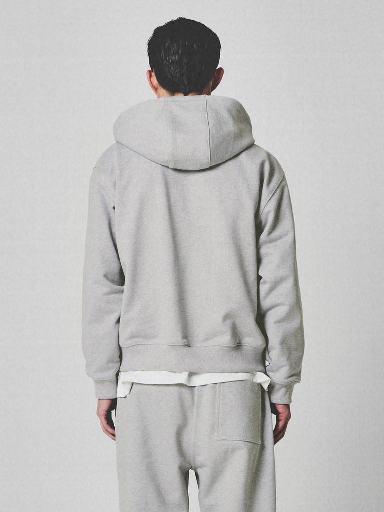 Kijun Men Rivet Zip-Up Hoodie Melange Gray