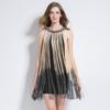 Robe Nouvelle Mode Col Halter Industrie Lourde Mode Irregular Gradient Robe à Franges Robe