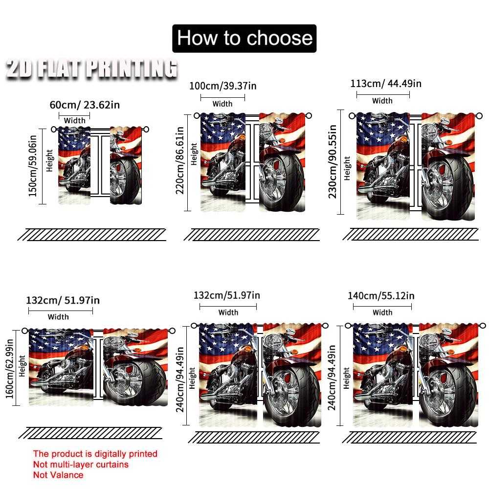 2 st Coola Motorcykelgardiner Amerikanska Flaggan Klassisk Gardin Motorcykel Extremsport Modern Lämplig För Vardagsrum Sovrum