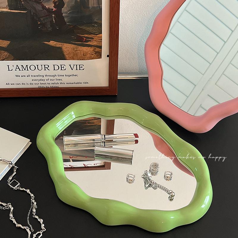 Cream Style Makeup Mirror Series Irregular Decoration Cloud Makeup Mirror Desktop Stand Desktop Home Makeup Mirror