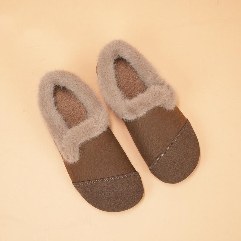 Women's Snow Boots Slippers Faux Fur Lining Indoor Outdoor House Slipper Shoes for Women Faux Suede Walking Shoes Fuzzy Round Toe Work Loafer Flats