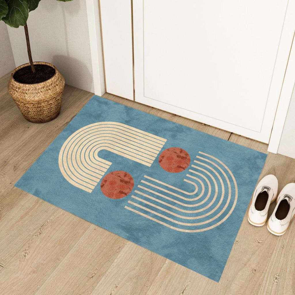 Minimalist Nordic Style Carpet Porch Living Room Entrance Door Mat Abstract Geometric Lines Bedroom Decoration Rug