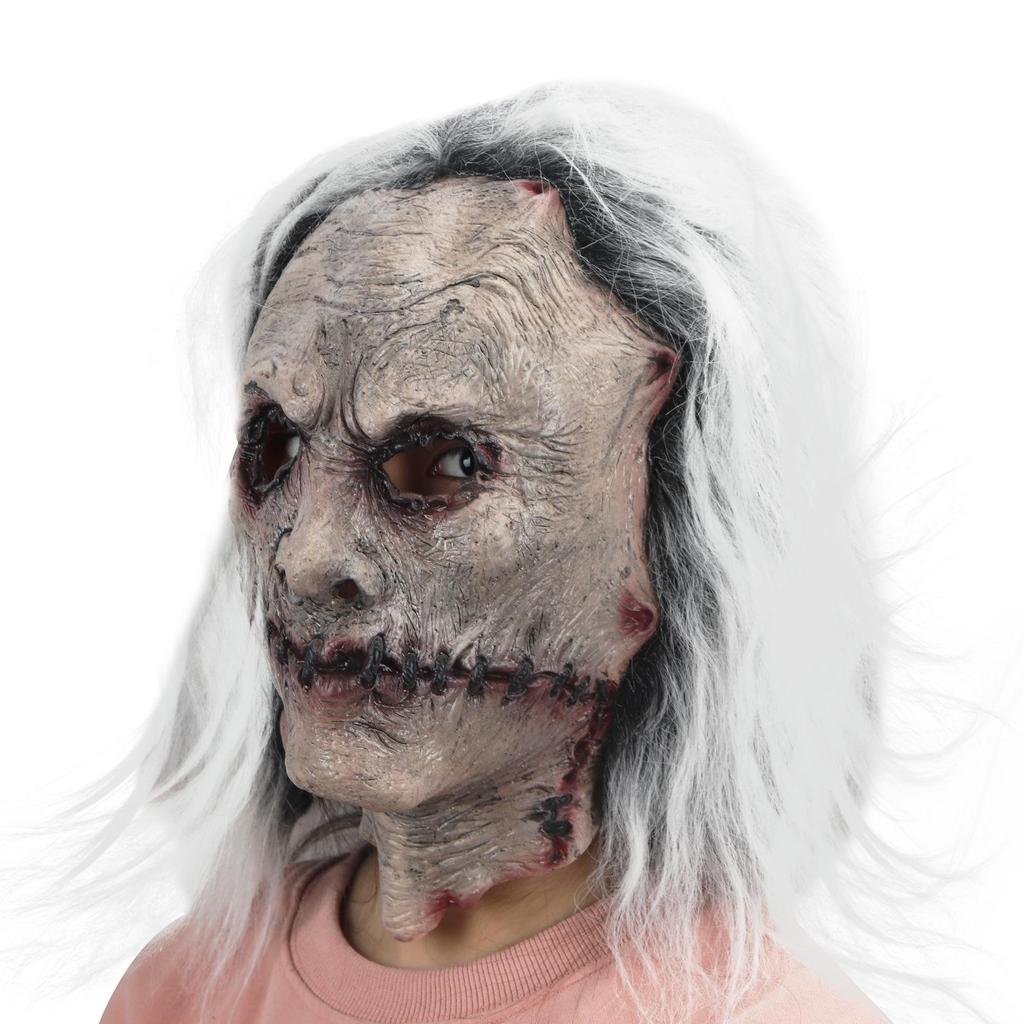 White-haired female ghost Halloween cosplay masquerade mask