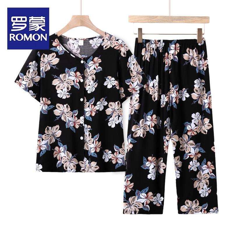 Romon Elderly Women s Summer Pajama Set B-2XL