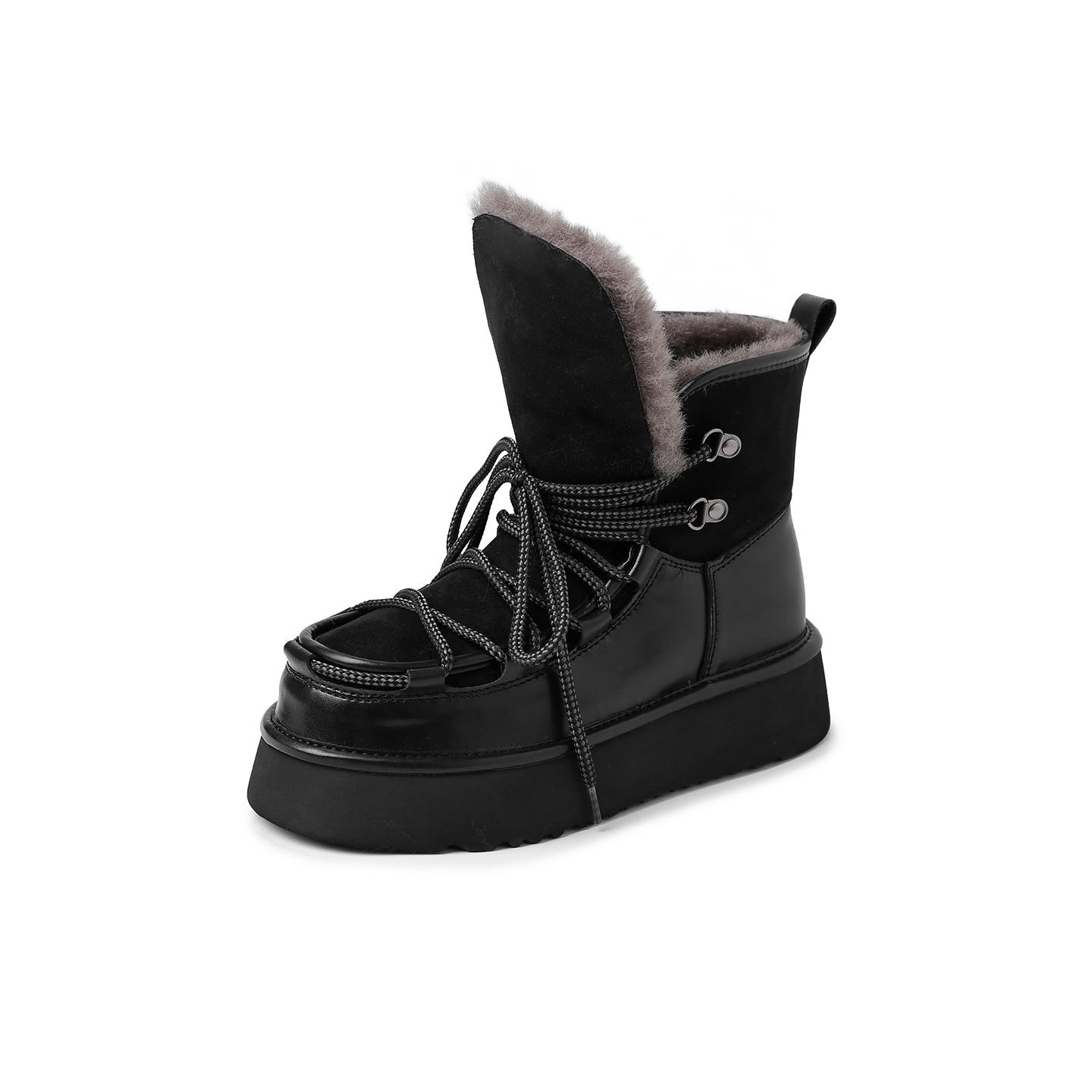 

Flip cover snow boots women s 2025 winter new lace-up thick-soled heightening velvet warm versatile casual cotton shoes 40 чорний