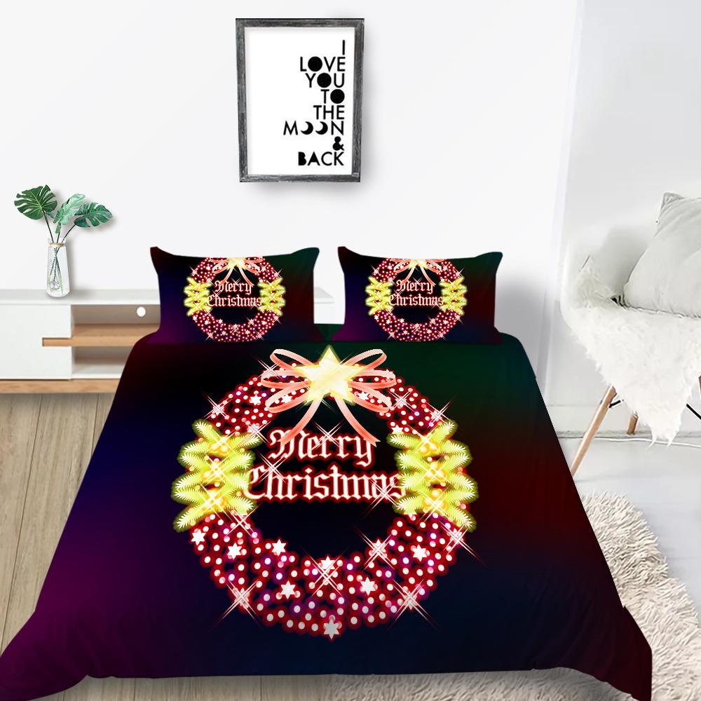 Quilt Cover Pillowcase Two Or Three-Piece Set Christmas Gift Polyester Digital Printing