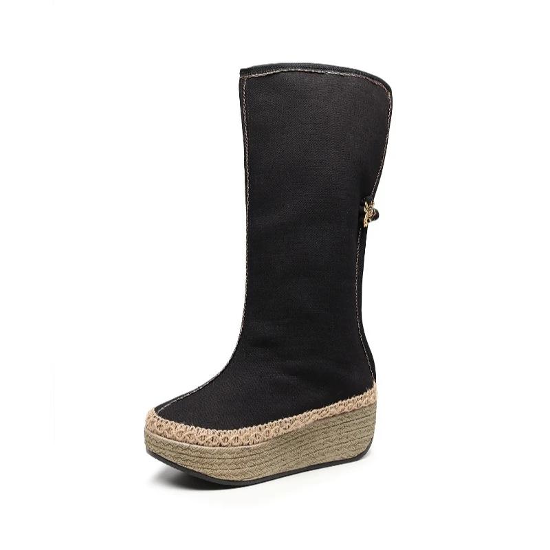 Fashion 2024 New Autumn And Winter Boots Retro Women's Knee-high Boots With Fashion Women's Platform High Boots