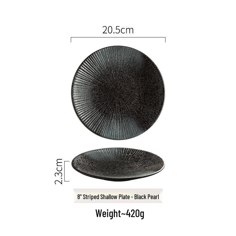 Japanese Style Ceramic Striped Dinner Plate Set