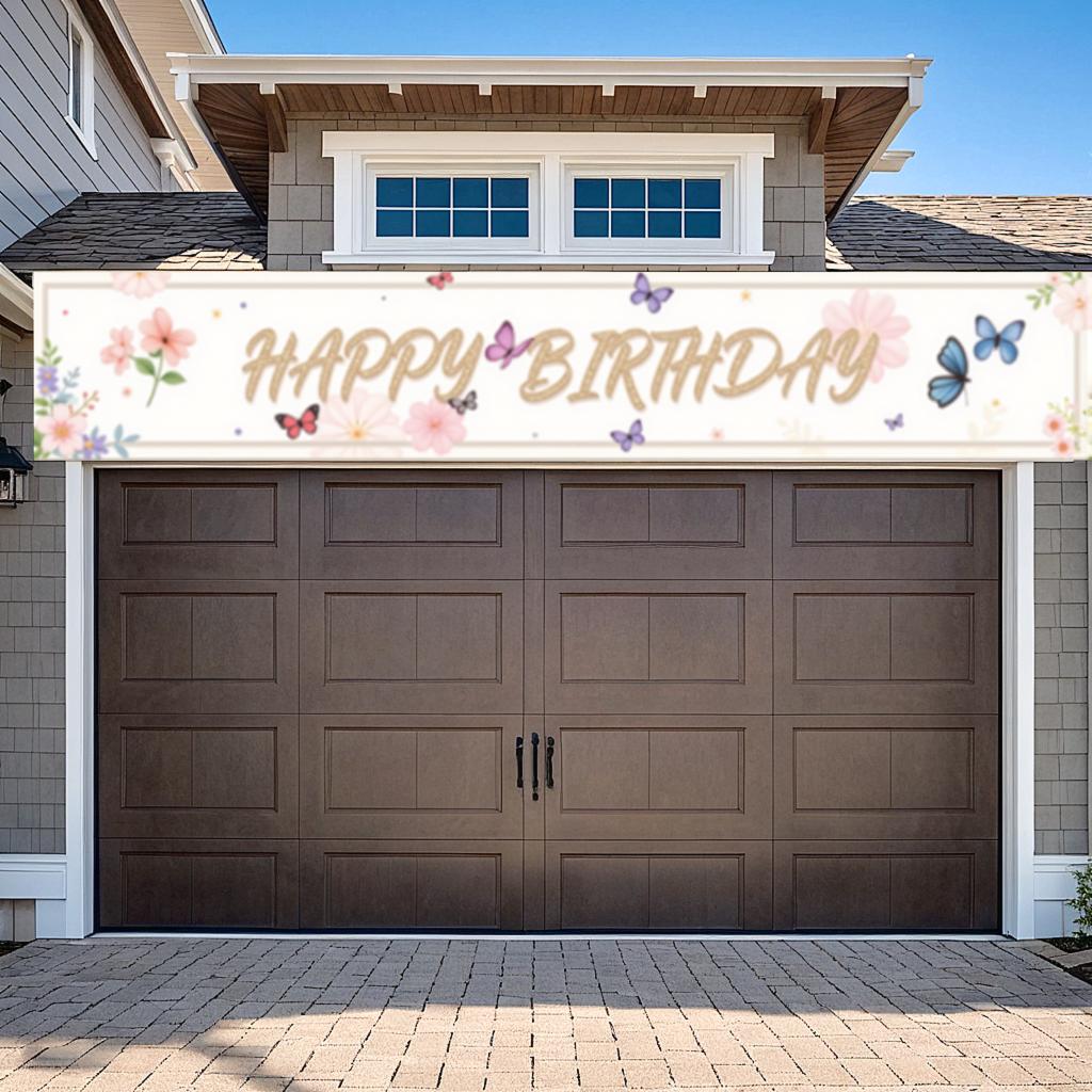 Polyester Material  Banner  Floral Birthday Banner  Birthday Banner for Party Decoration Holiday Event Indoor