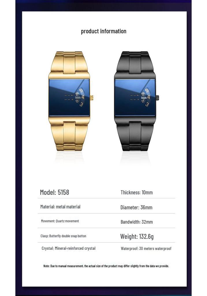 Unisex Modische Quarz-Quadratuhr - Armbanduhr für Herren & Damen für Schüler
