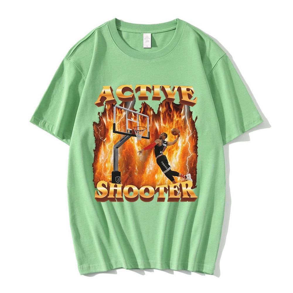 

Active Shooter Funny Meme Graphic T-Shirt Men s Fashion Vintage Short Sleeve T-shirts Cotton Casual Oversized Harajuku T Shirts 4XL