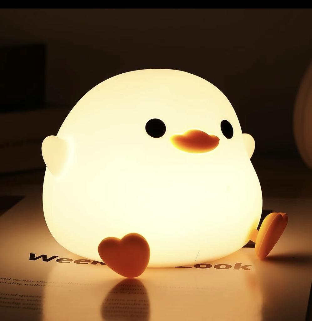 Cute Mini Silicone Kids Night Light Dimmable Duck Clapping Rechargeable Touch 7-Color Eco-Friendly Nursery Bedside Halloween