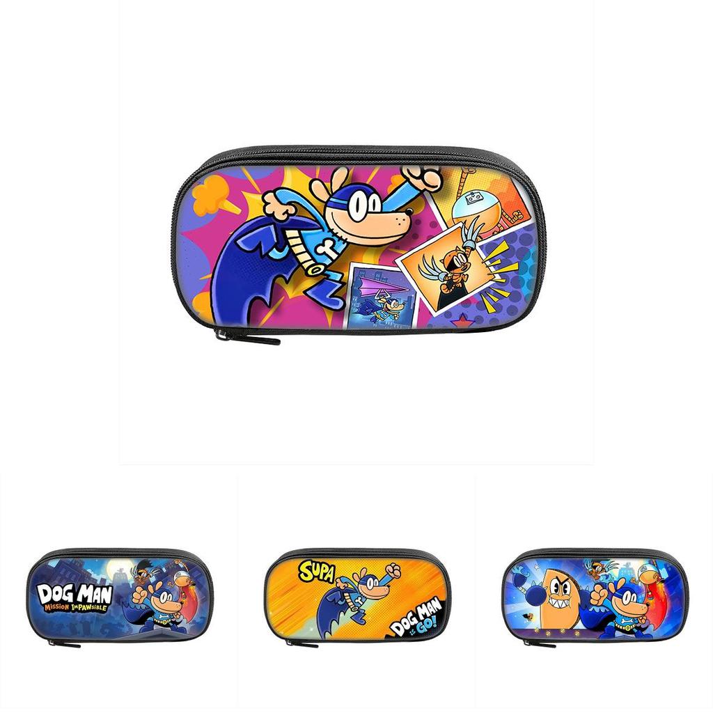Dogman Detective Pencil Case Large Capacity Nylon Storage For Students