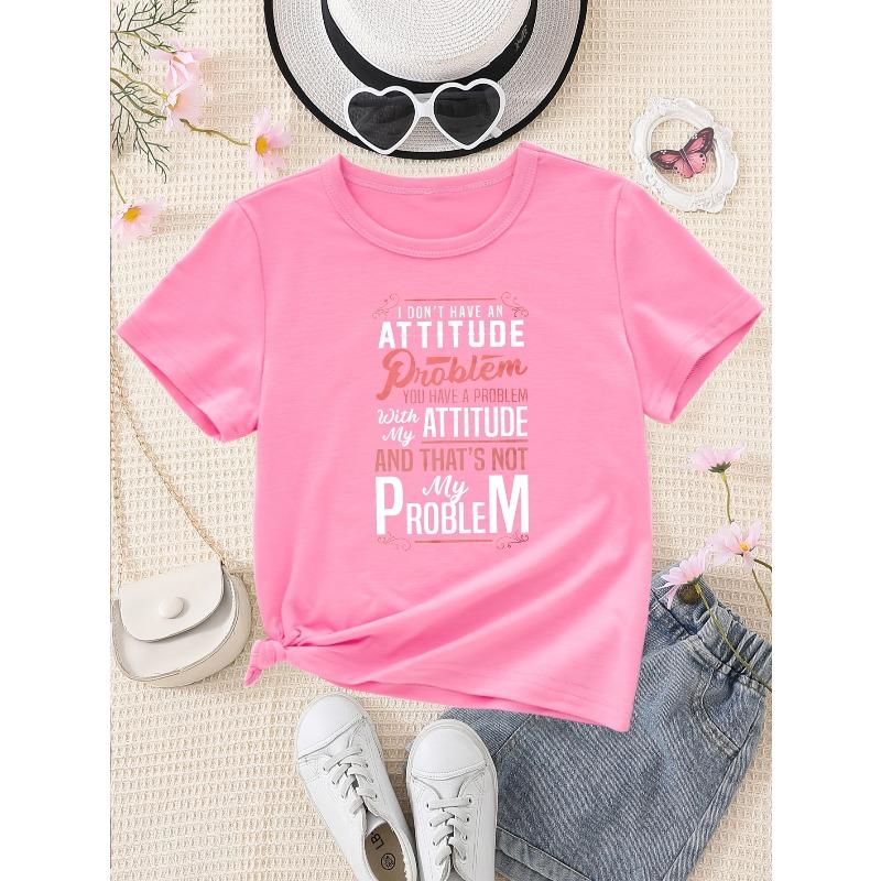 European sizes T-Shirt with The Phrase 'I DON'T HAVE AN ATTITUDE Problem' in Print, Perfect for Summer Casual Wear