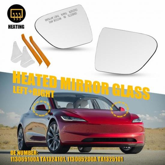 Clear Pair Right&Left Side View Mirror Glass Heated for 2017- Tesla Model 3